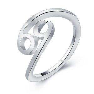 Zodiac Symbol Silver Ring - Cancer